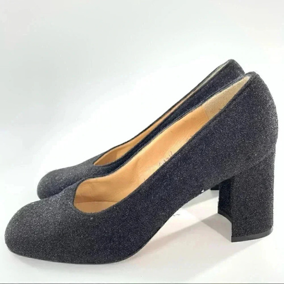 Alta Moda heels sz 8.5 charcoal gray chunky square toe 90s Y2k holiday vintage - Picture 5 of 13